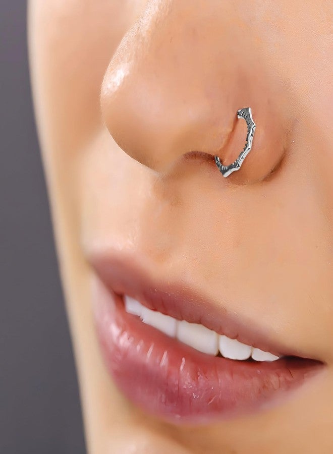 SMLBJUTE 16G Flower Clicker Nose Ring 316L Surgical Steel Hypoallergenic Septum Ring Hoop for Piercing Septum Ear Cartilage (1 Pcs Silvery) - Image 5